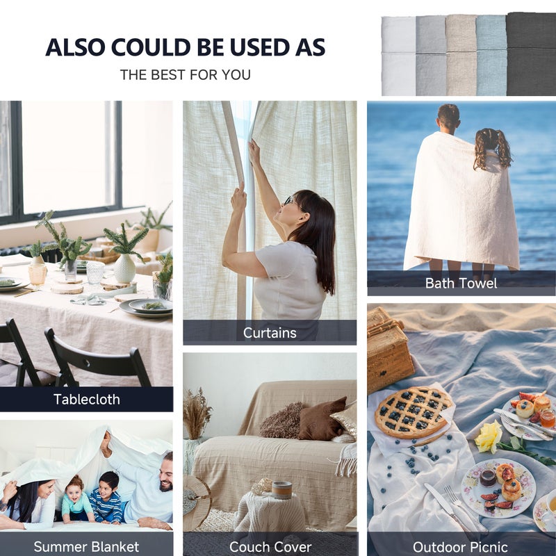 Simple&Opulence French Linen Flat Sheet with Embroidered Border-100% Stone Washed Flax Bedding,Queen Size(90''x102'') Ultra Soft,Breathable Flat Top Sheet-1 Piece Bed Flat Sheet Only(Linen) - Image 4